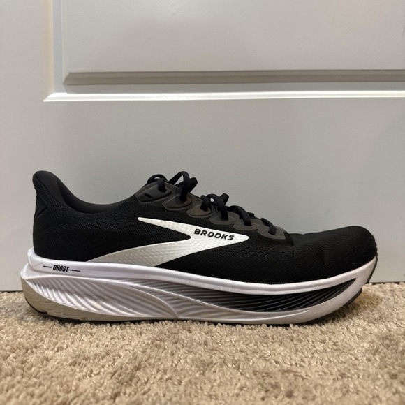 Brooks Ghost 17 Shoes Mens Size 13 Black White Running Cushioned Road Sneakers